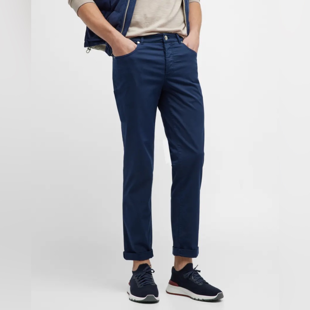 Brunello Cucinelli Men's Cotton-Stretch 5-Pocket Pants Navy $695 Sz 32